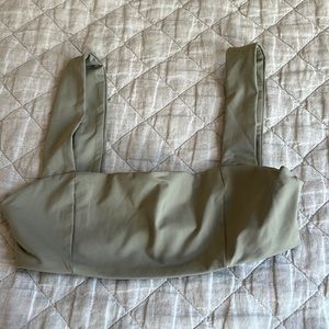 Xs olive green tan + lines bikini top